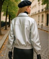 Jaqueta Couro Feminina Premium Bomber Oversized Inverno | Bari